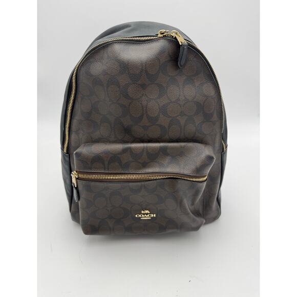 Coach Monogram Canvas Pebble Leather Signature West Backpack Multicolor - Picture 1 of 12